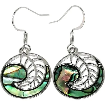 Náušnice Náušnice lístek ve spirále s mušlí Paua