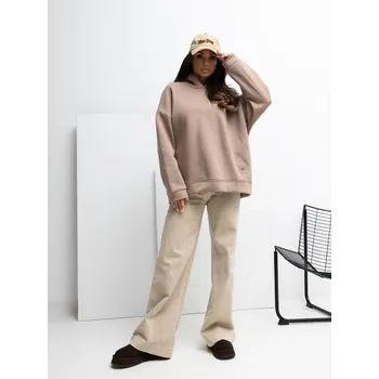 Dámská mikina Tmavě béžová mikina basic s nášivkou RUE PARIS