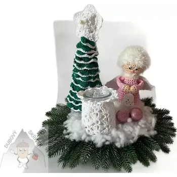 Vánoční dekorace Dubový skřítek Andělská vánoční dekorace – klid a kouzlo zimní pohádky Růžová