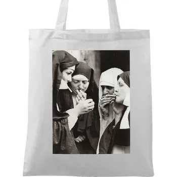 Bavlněná taška Jeptišky na cigaretě (Barva: Bílá)