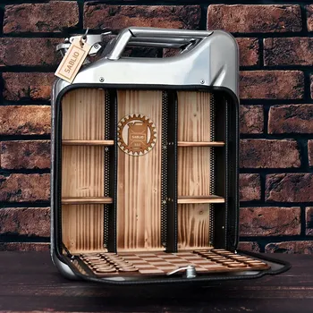 Dárkový potravinový koš Sablio Luxusní dárkový kanystr / minibar - chromový - prázdný - Šachový bar