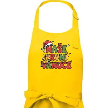 Kuchyňská zástěra Naše první Vánoce - Pánská zástěra na vaření - Univerzální velikost ( Žlutá )
