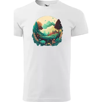 Pánské tričko Sablio Tričko s potiskem Kouzlo hor - bílé 4XL