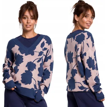 Dámský svetr MOE dámský svetr vícebarevný oversize k bokům velikost L/XL