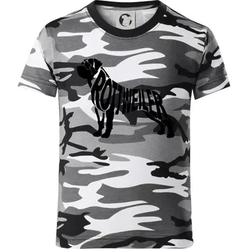 Chlapecké tričko Rotvajler - Dětské maskáčové triko - 104-110cm / 3-4 roky ( Šedý maskáč )