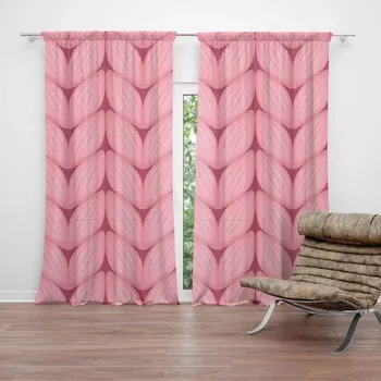 Závěs Sablio Závěs Růžové pletení z vlny: 2ks 140x250cm