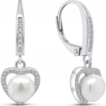 Náušnice Brilio Silver Elegantní stříbrné náušnice s perlou a zirkony EA87