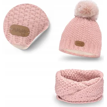 Čepice PaMaMi dětská souprava 2 ks růžová, univerzální velikost (one size)