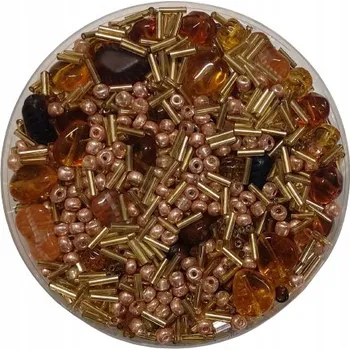 Dětské navlékací korálky Korálky skleněné směs 120g do zlata