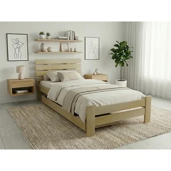 Postel Postel PARIS zvýšená 80 x 200 cm, borovice Rošt: S lamelovým roštem, Matrace: Matrace Deluxe 10 cm