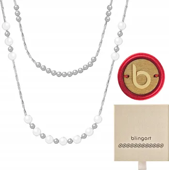 Náhrdelník Dámský stříbrný náhrdelník perly korálky ocel chirurgická BLINGART