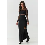 Makadamia Maxi šaty s tylovým lemem M911 Barva: Černá, Velikost: S