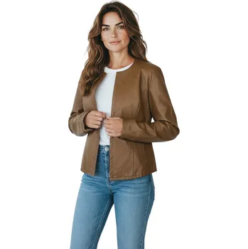 New Collection Dámská koženková bunda KIKY Barva: Hnědá, Velikost: 2XL
