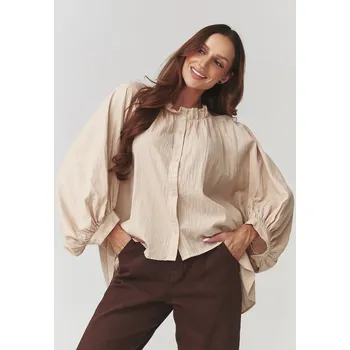 Makadamia Elegantní oversize dámská košile C24 Barva: Béžová, Velikost: ONE SIZE