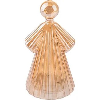 Vánoce Casa de Engel Skleněný LED svítící anděl 14 cm - jantarový finiš