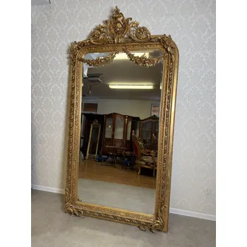 Zrcadlo Starožitné zrcadlo s plastickým florálním dekorem