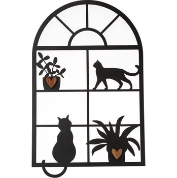 Casa de Engel Kovová dekorace okno s kočkami - 48 cm 0/48