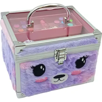 plyšák Excellent Plyšový kosmetický kufřík s make-upem - Fialový medvídek