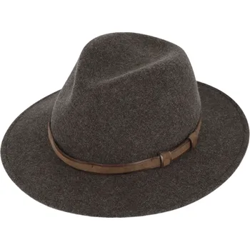 Klobouk Fiebig - Headwear since 1903 Cestovní odolný hnědý klobouk vlněný od Fiebig - Traveller voděodolný a nemačkavý Velikost: 61 cm (XL)