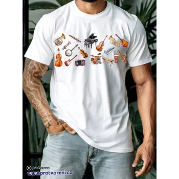 Trička s potiskem Tričko s potiskem, HUDEBNÍ NÁSTROJE mix, 1 ks zvolte VELIKOST textilu ZDE:: XS - velikost typ Beagle