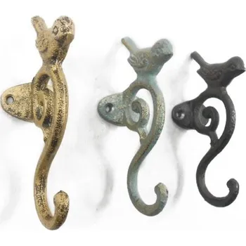 Věšák Casa de Engel Litinový věšák s ptáčkem zlatý