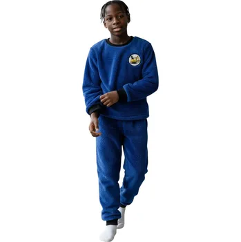 Dětská móda Kugo Chlapecké mikroplyšové pyžama s dlouhým rukávem KAREL Barva: Modrá, Velikost: 110