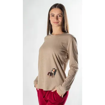 Dámské pyžamo FAVAB Dámské pyžamo s dlouhými rukávy MIYA cappuccino I potisk Mam Velikost výrobku: XL