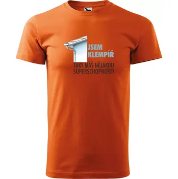 Pánské tričko Sablio Tričko s potiskem Jsem klempíř, taky máš nějakou superschopnost? - oranžové 4XL