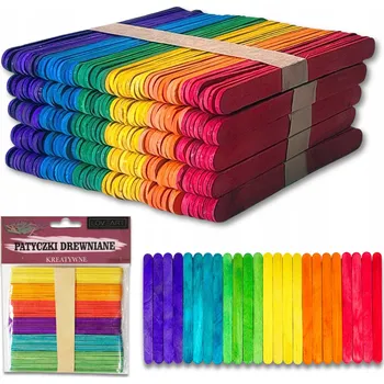Obraz Dřevěné kreativní tyčinky barevné ploché 11,3 cm Loveart 250 kusů