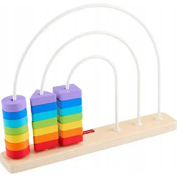 Hračka pro nejmenší Fisher-Price Duha Dřevěné korálky Tvary k posouvání JFG15