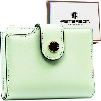 Peněženka Peterson dámská peněženka z ekokůže se zapínáním na zip a druk Barva: Světle zelená