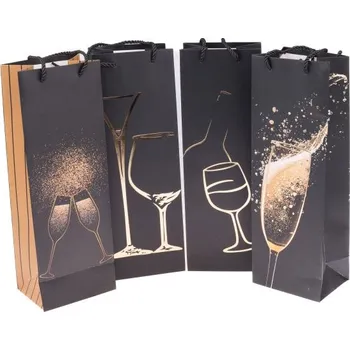 Casa de Engel Papírová taška na 1 lahev (mix motivů sekt) - sada 12ks 1/80