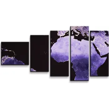 Obraz Sablio Obraz - 5-dílný Světelná mapa světa - 100x60 cm