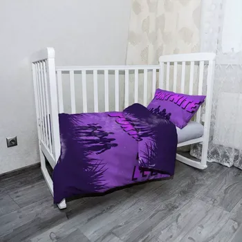 Povlečení Sablio Mikroplyšové dětské povlečení do postýlky FORTNITE Fialová silueta - 120x90 / 40x60