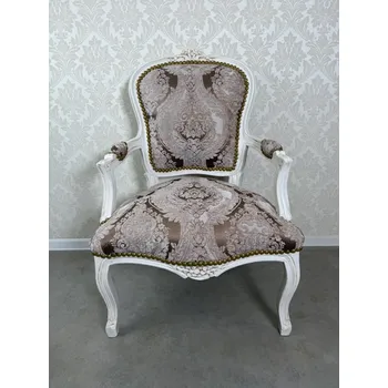 Křeslo Starožitné elegantní křeslo ve francouzském stylu Hnědé