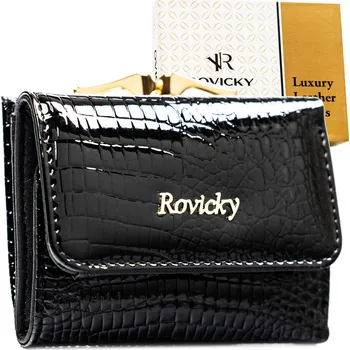Módní doplněk ROVICKY Malá dámská peněženka z pravé kůže s RFID systémem Barva: Černá