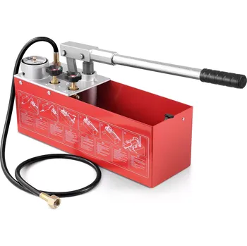 Čerpadlo Hydrostatické zkušební čerpadlo max. 25 barů/362 PSI, sada pro hydraulický ruční tlakoměr s dvojitým ventilem a manometrem, VEVO785 |červená