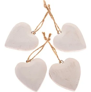 Vánoce Casa de Engel Dřevěné závěsné srdce - sada 4ks 12/288
