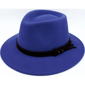 Klobouk Fiebig - Headwear since 1903 Cestovní voděodolný klobouk vlněný od Fiebig - modrý s koženou stuhou - širák Velikost: 58 cm