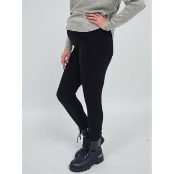 Zateplené těhotenské teplákové kalhoty Warm Belly - černé, bavlněné Velikost: 2XL