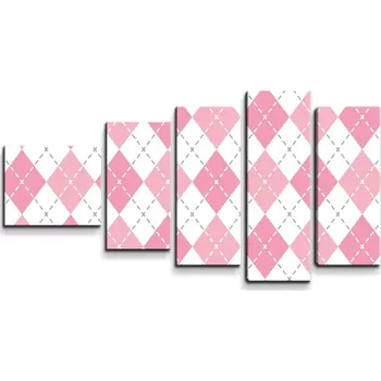 Obraz Sablio Obraz - 5-dílný Růžové a bílé kosočtverečky - 100x60 cm
