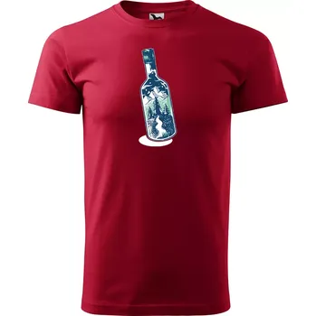Pánská móda Sablio Tričko s potiskem Hory v láhvi - červené 2XL