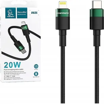 Datový kabel Kabel Denmen USB-C - Apple Lightning 1 m černý