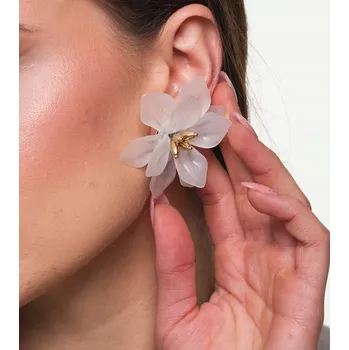 Náušnice Dámské Náušnice květy boho retro bílé květy