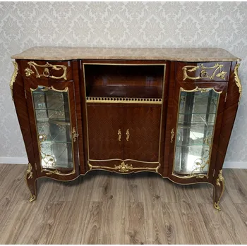 Vinotéka Starožitná luxusní vitrína s mramorovou deskou