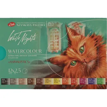 Výtvarná barva Nevskaya Palitra Akvarelové barvy White Nights 12Ks sada Animals