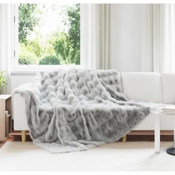 Zahradní sestava vidaXL Faux deštníky králičí kožešiny 4 pcs Šedá 240 x 270 cm