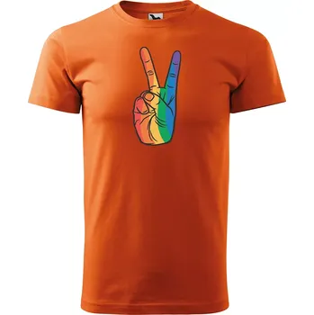 Pánské tričko Sablio Tričko s potiskem Love & Peace - oranžové XL