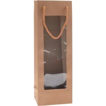 Casa de Engel Papírová taška s PVC průhledem - hnědá - sada 12ks