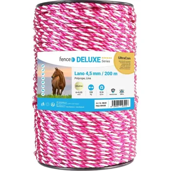 Ohradník Lano pro elektrický ohradník, průměr 4,5 mm, růžovo-bílé, 200 m, 0,16 Ω/m